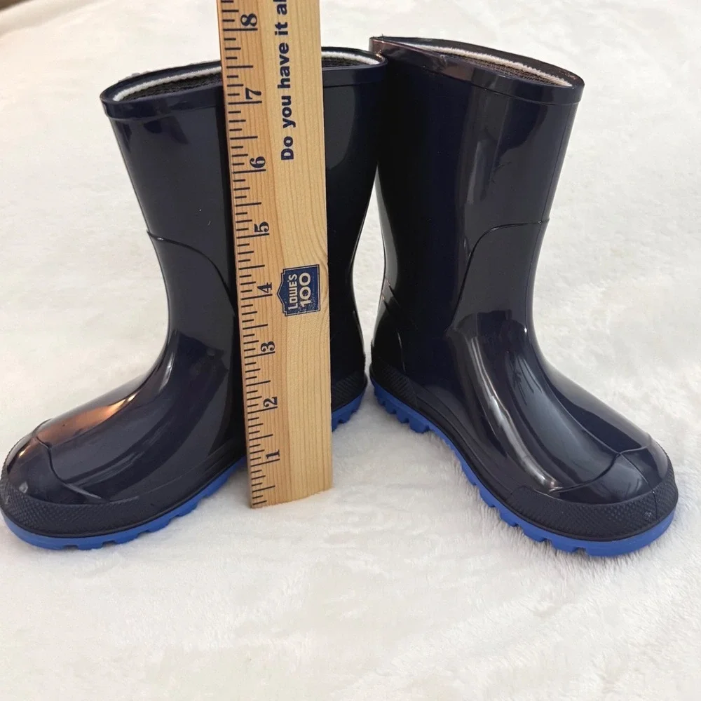 Navy Blue‎ Kids Rubber Rain Boots Made in Canada Size 7-8 Waterproof Lug Sole